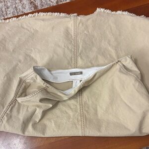 J. CREW Womens Sz 8 Frayed Hem Skirt 100% Cotton 2 Pockets Side Zip